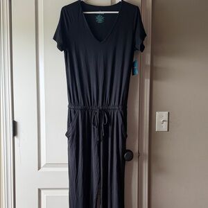 Tommy John size medium Black V-Neck Drawstring Jumpsuit